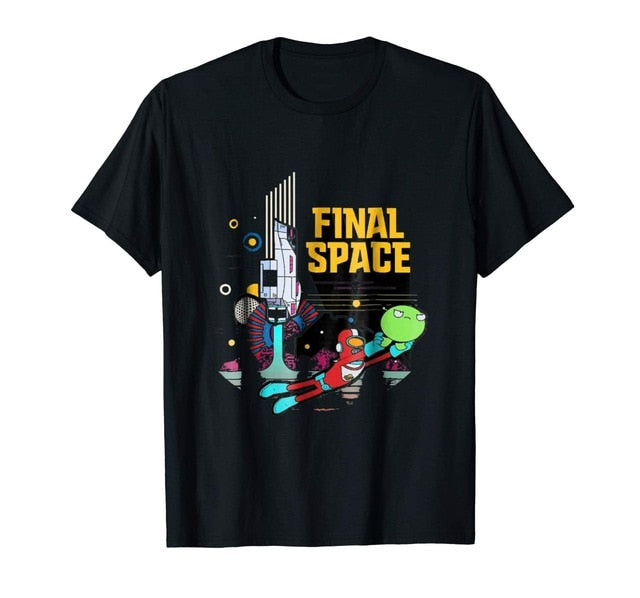 Final Space Retro Style T-shirt Brand Cotton Men Clothing Male Slim Fit T Shirt Sleeve Harajuku Tops