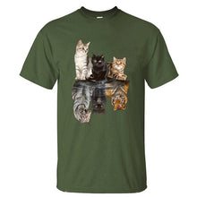 Load image into Gallery viewer, Cat Reflection Tiger T Shirts 2020 New Arrival Male Tee Shirts Summer Cotton Tops Fashion Animal Cat Streetwear Unisex Tops Tees
