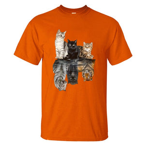 Cat Reflection Tiger T Shirts 2020 New Arrival Male Tee Shirts Summer Cotton Tops Fashion Animal Cat Streetwear Unisex Tops Tees