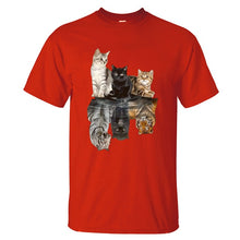 Load image into Gallery viewer, Cat Reflection Tiger T Shirts 2020 New Arrival Male Tee Shirts Summer Cotton Tops Fashion Animal Cat Streetwear Unisex Tops Tees
