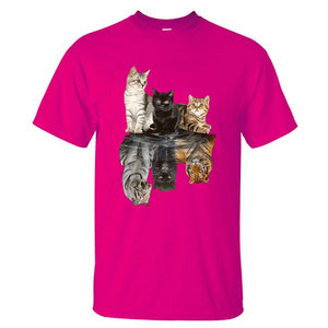 Cat Reflection Tiger T Shirts 2020 New Arrival Male Tee Shirts Summer Cotton Tops Fashion Animal Cat Streetwear Unisex Tops Tees