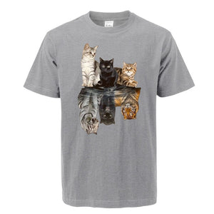 Cat Reflection Tiger T Shirts 2020 New Arrival Male Tee Shirts Summer Cotton Tops Fashion Animal Cat Streetwear Unisex Tops Tees